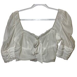 White Crop‎ Top Ruffles Fashion Nova XL Sexy Western Pinup Daisy Duke Summer Hot